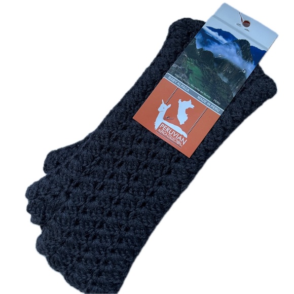 Peruvian Gloves Baby Alpaca Crochet Fingerless Made in Peru Soft Small Gray New - Picture 2 of 5